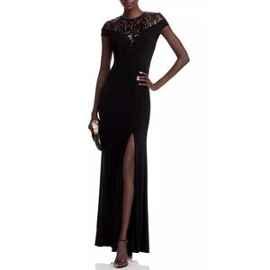 Adrianna Papell Black Lace Maxi Dress